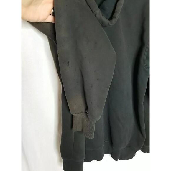 Carhartt Sweatshirt Hoodie Mens Large Thrashed Distressed Black - Picture 8 of 14